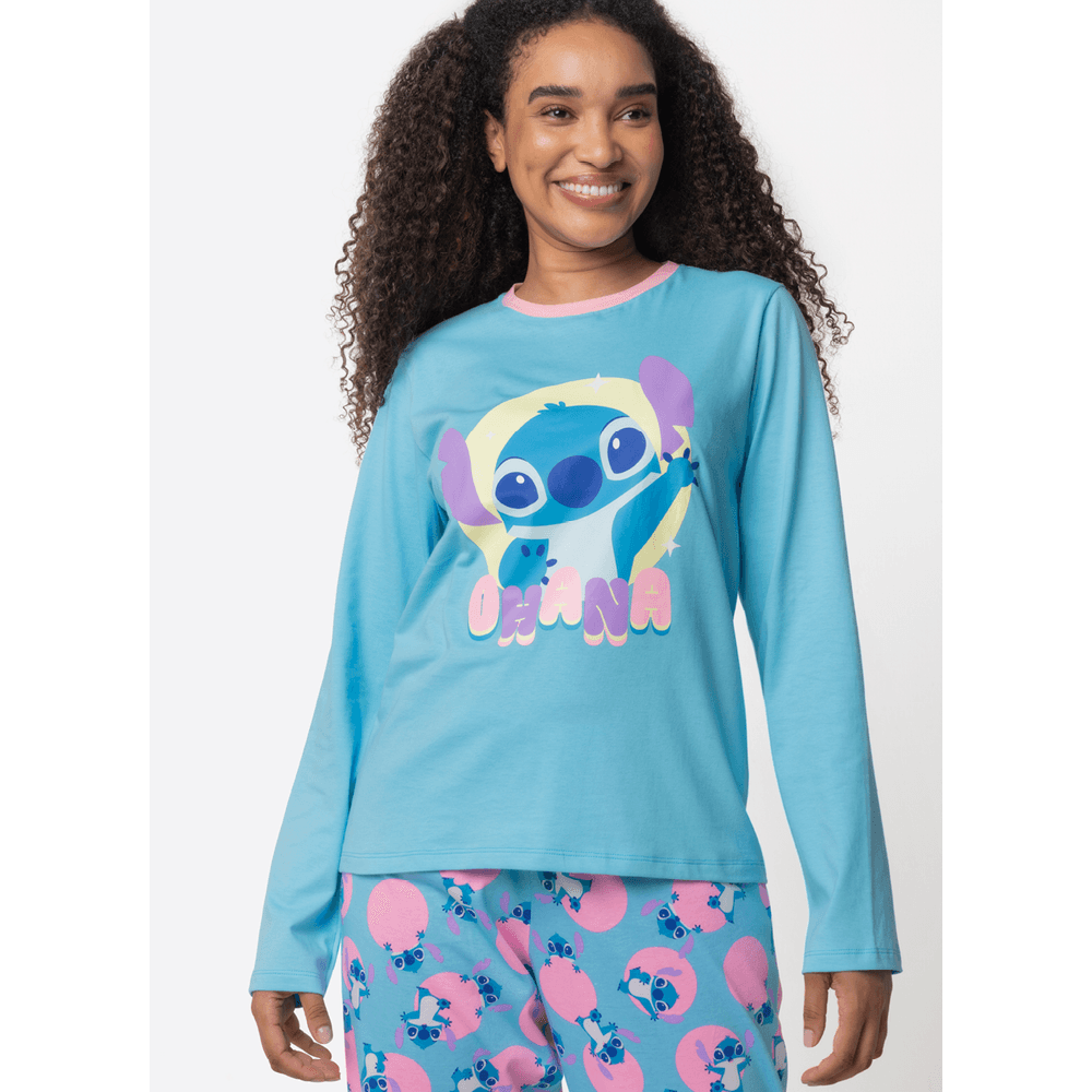Pijama Manga Longa Feminino Stitch - 2