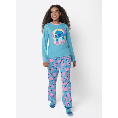 Pijama Manga Longa Feminino Stitch