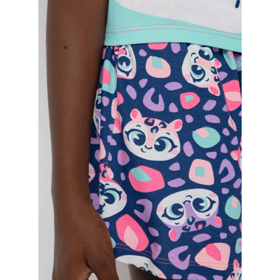 Pijama Manga Curta Menina Teen Onça