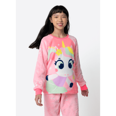Pijama Manga Longa Soft Menina Teen Unicórnio Encantado