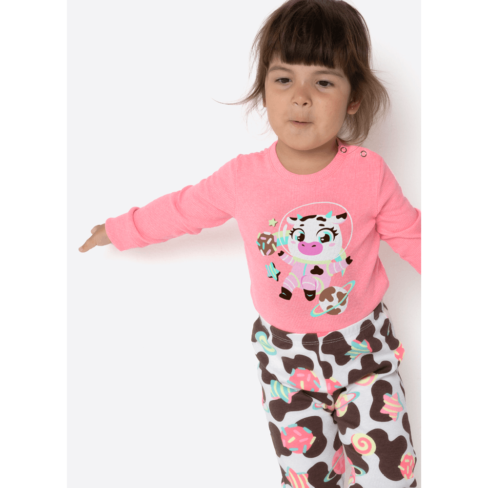 Pijama Manga Longa Bebê Menina Vaca Chocolate - 2