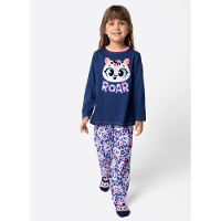 Pijama Manga Longa Algodão Menina Onça - 1