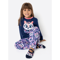 Pijama Manga Longa Algodão Menina Onça - 3