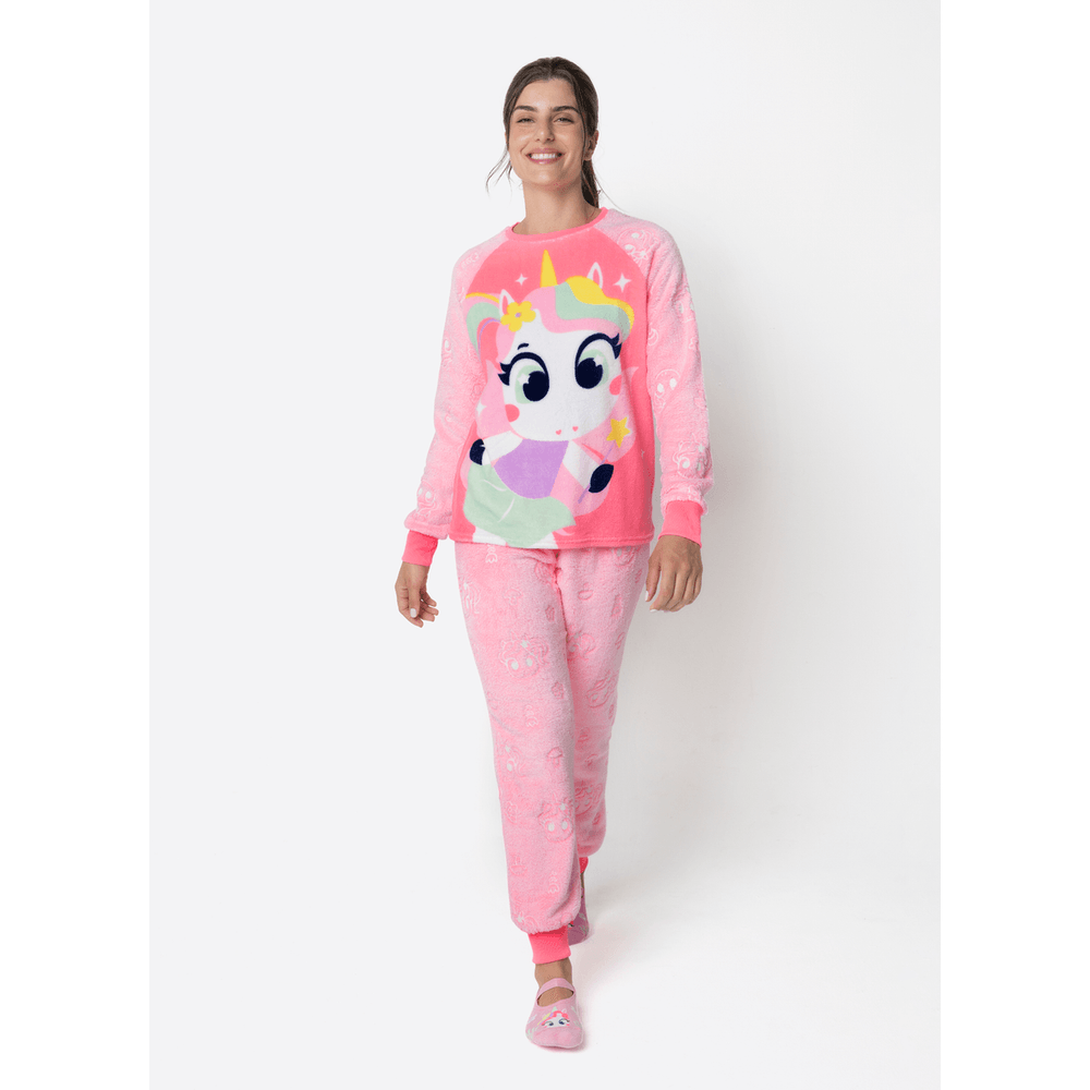 Pijama Manga Longa Soft Feminino Unicórnio Encantado - 1