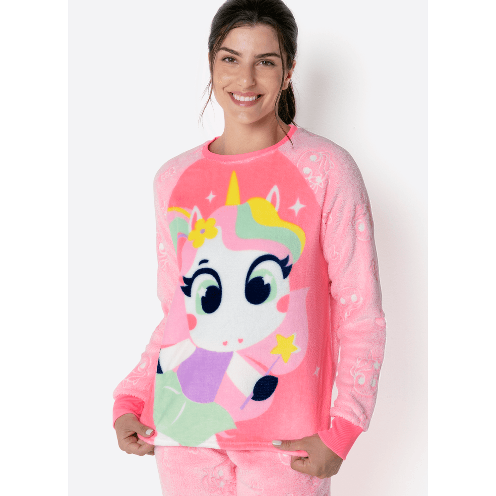 Pijama Manga Longa Soft Feminino Unicórnio Encantado - 2