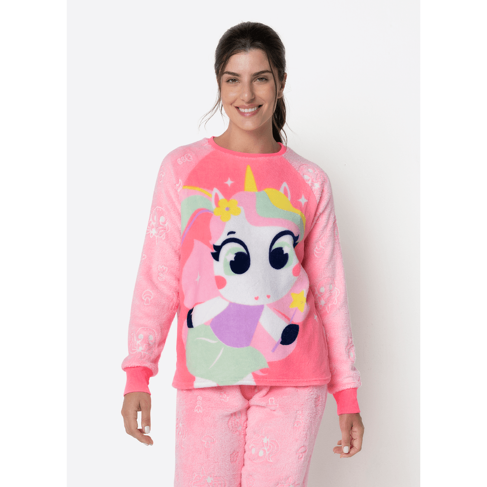 Pijama Manga Longa Soft Feminino Unicórnio Encantado - 3