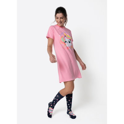 Camisola Manga Curta Feminino Unicórnio Encantado