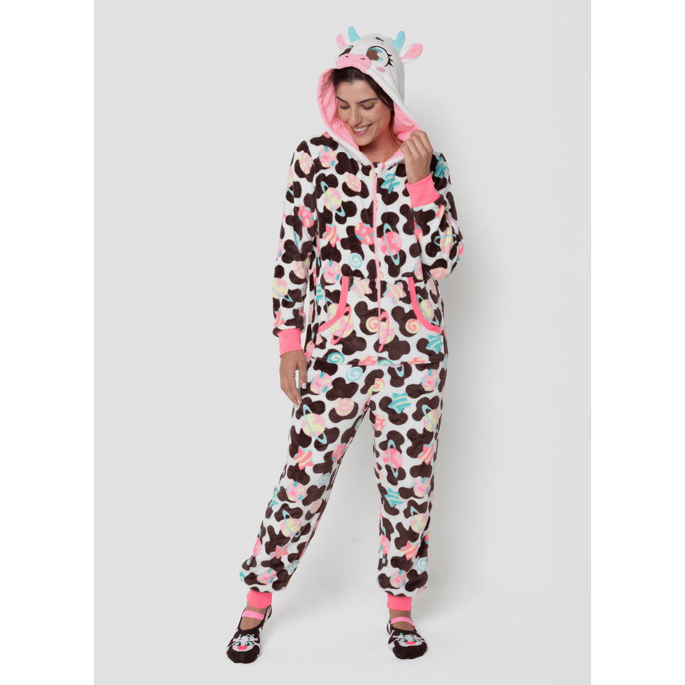 Macacão Manga Longa Soft Feminino Vaca Chocolate - 1