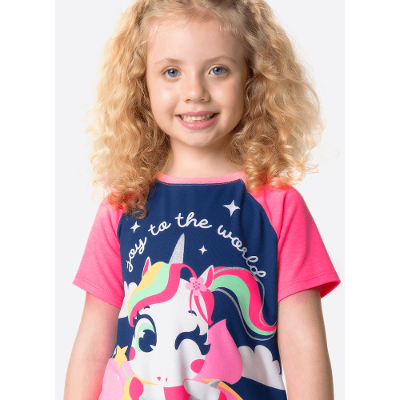 Pijama Manga Curta Menina Unicórnio Encantado