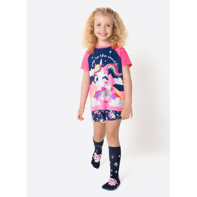 Pijama Manga Curta Menina Unicórnio Encantado