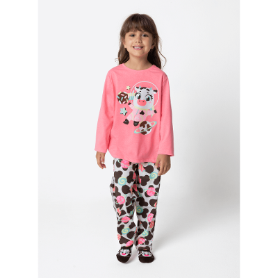 Pijama Manga Longa Menina Vaca Chocolate