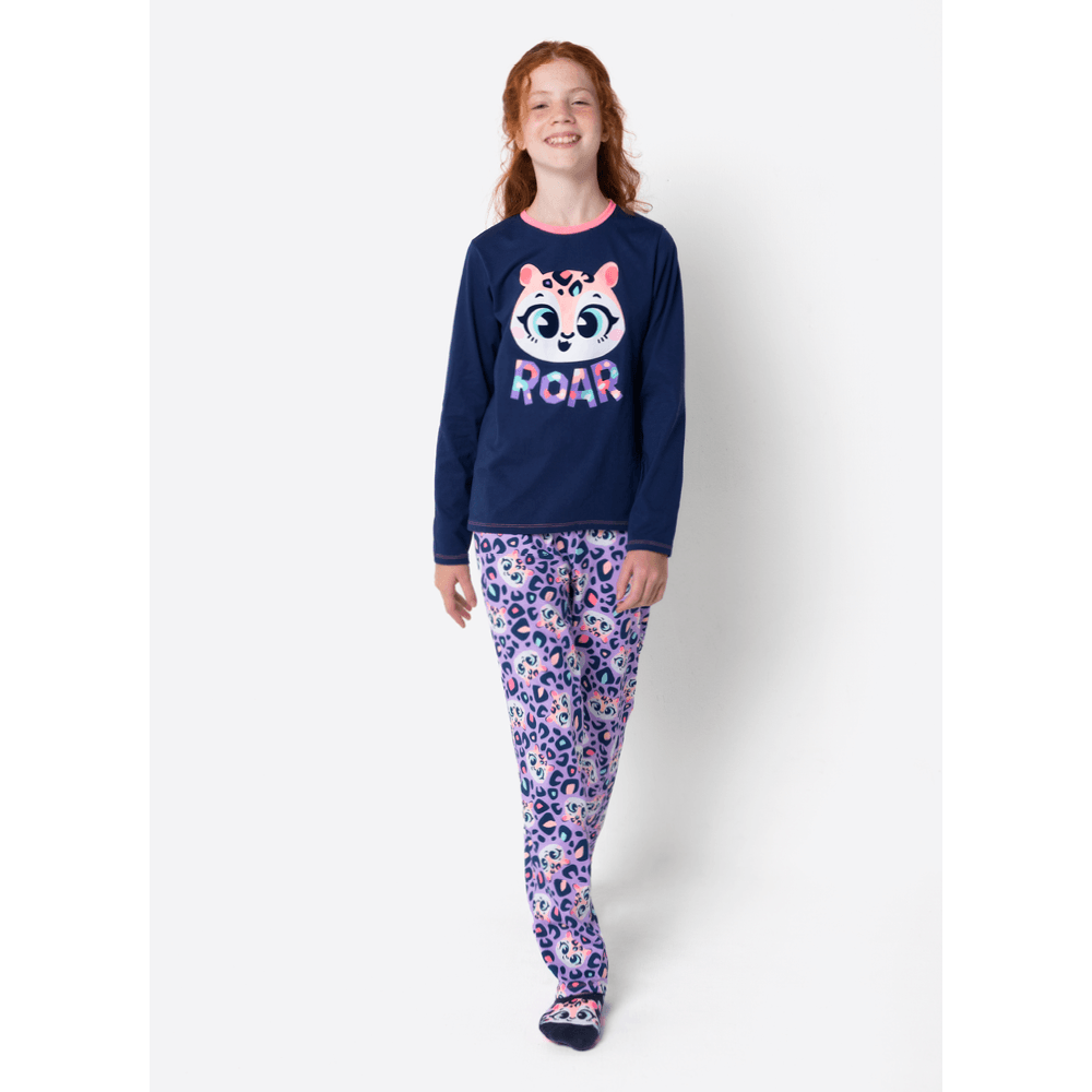 Pijama Manga Longa Algodão Menina Teen Onça - 2