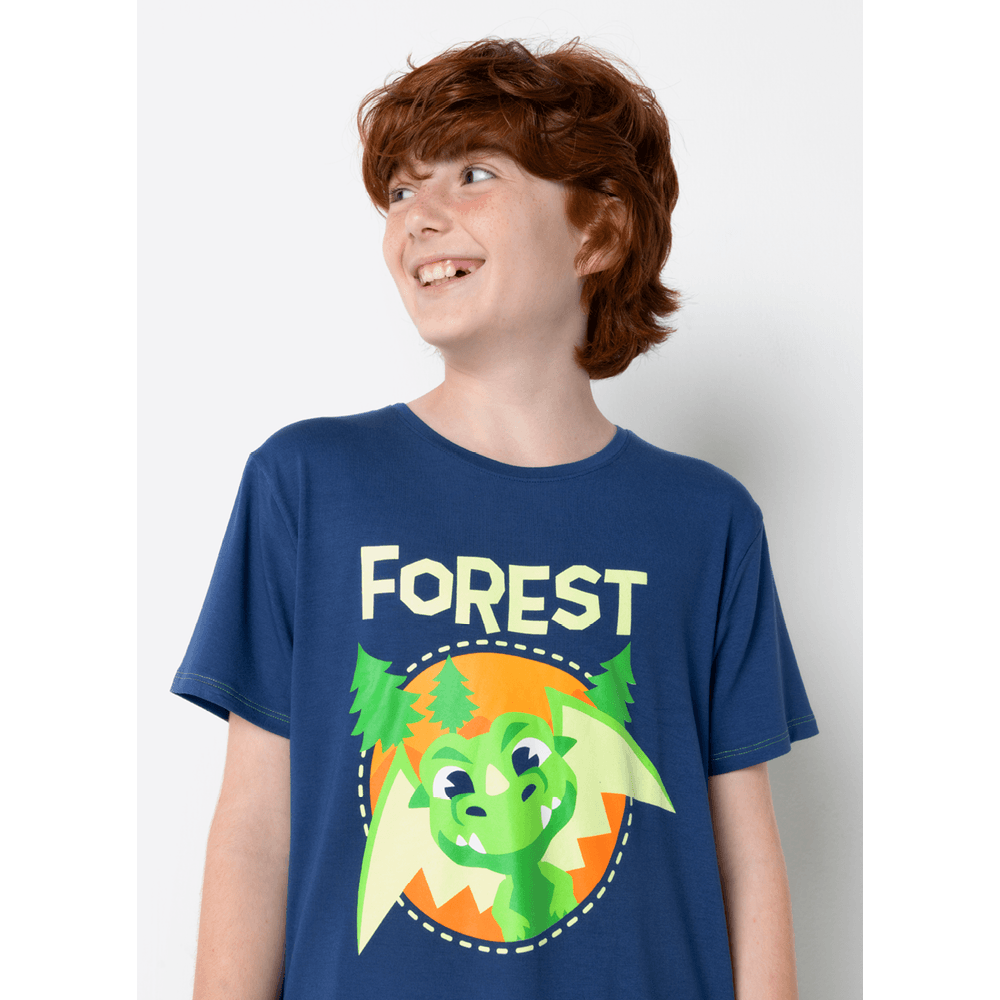 Pijama Manga Curta Menino Teen Dragão Camping - 2