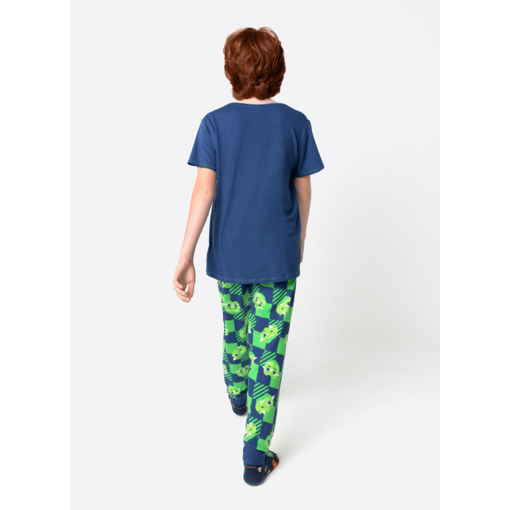 Pijama Manga Curta Menino Teen Dragão Camping - 3