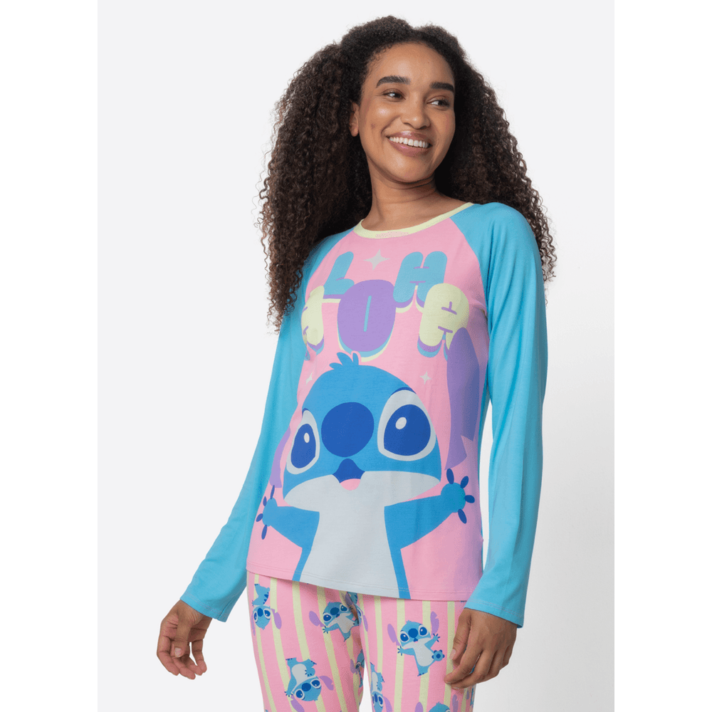 Pijama Manga Longa Feminino Stitch - 2