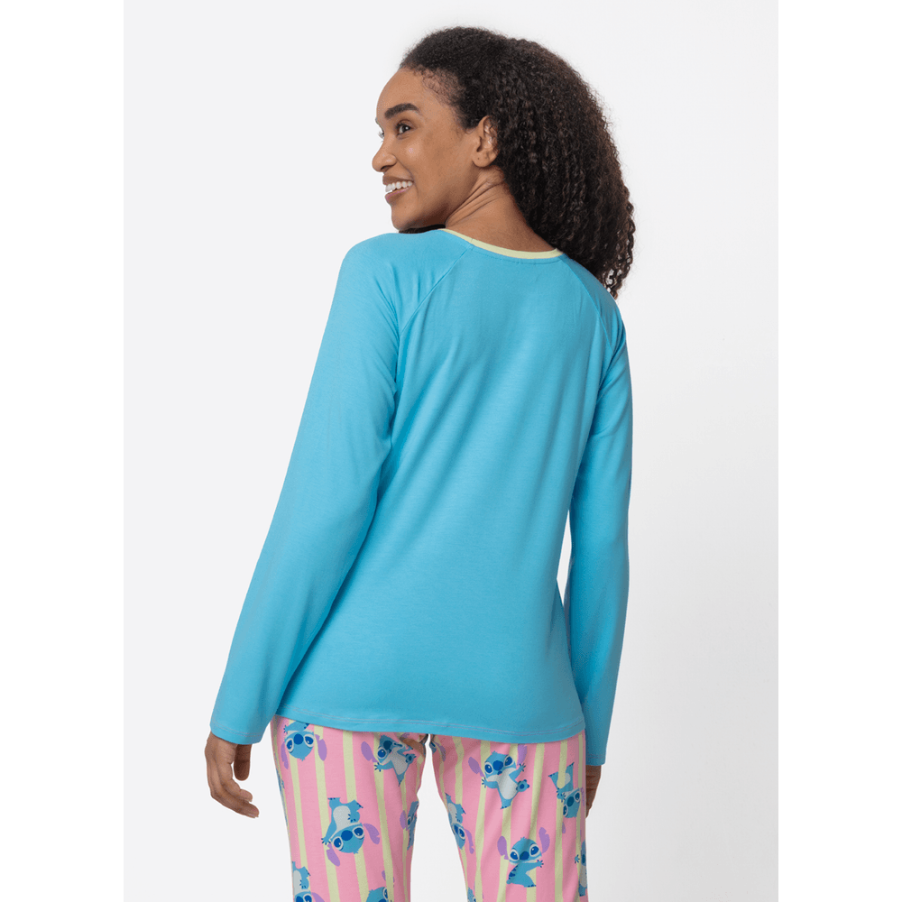 Pijama Manga Longa Feminino Stitch - 3