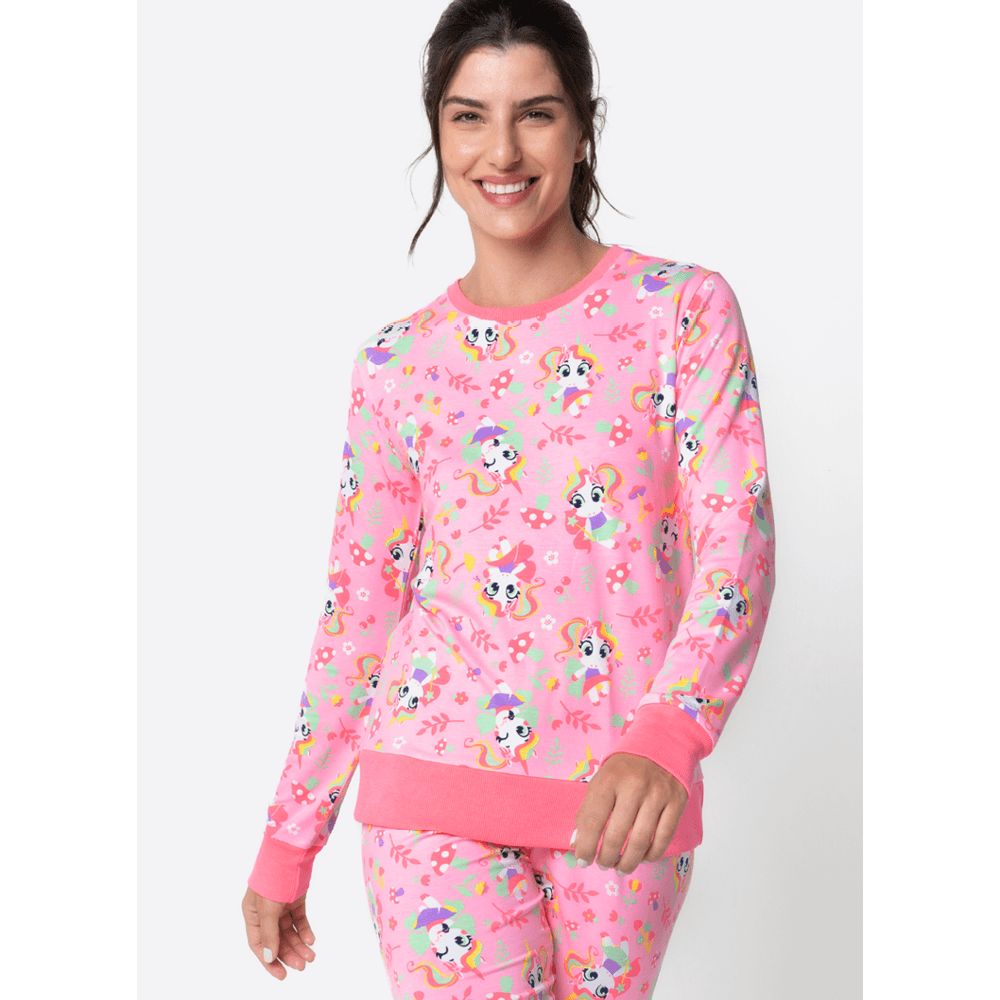 Pijama Manga Longa Feminino Unicórnio Encantado - 3
