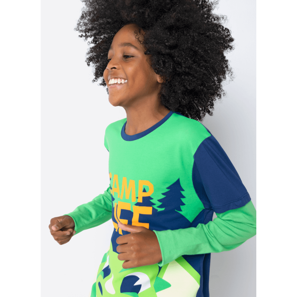 Pijama Manga Longa Menino Teen Dragão Camping - 1