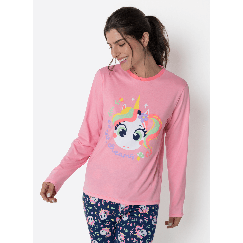Pijama Manga Longa Feminino Unicórnio Encantado - 2