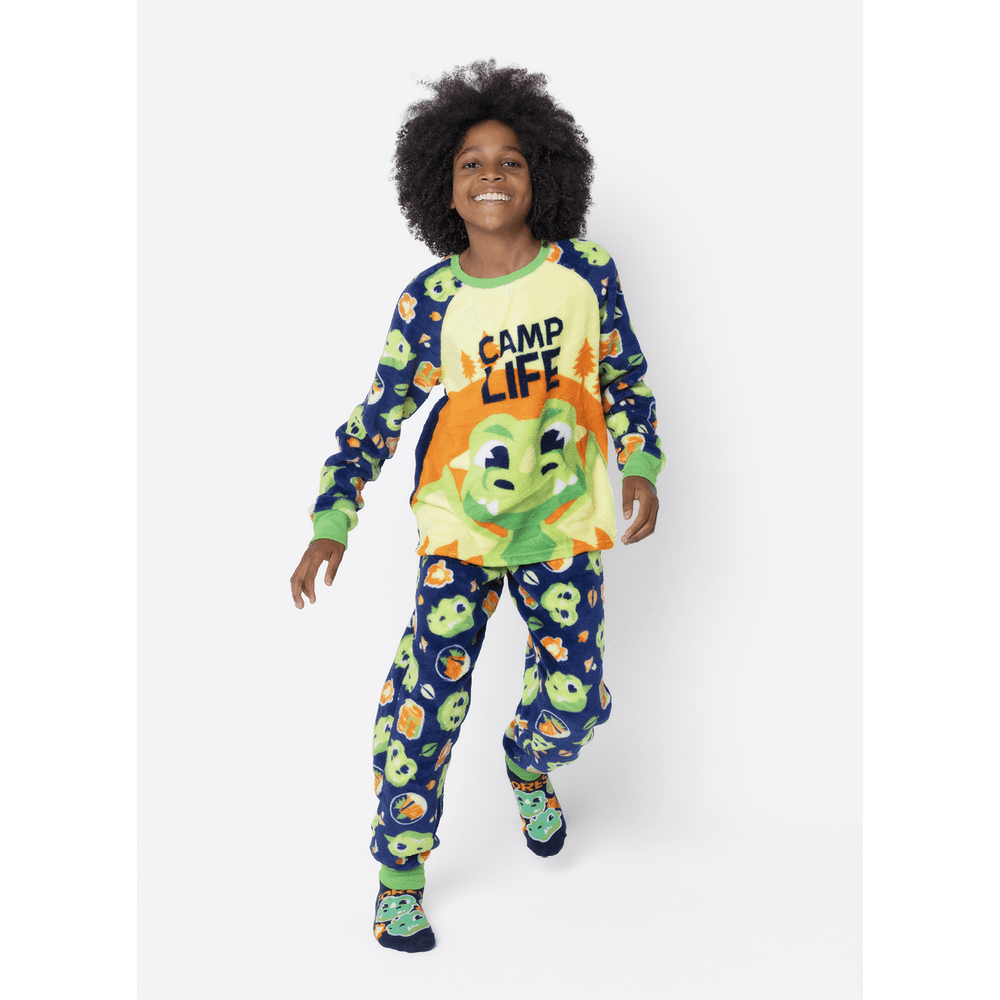 Pijama Manga Longa Soft Menino Teen Dragão Camping - 1