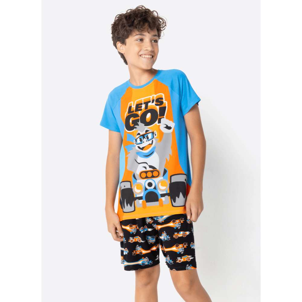 Pijama Manga Curta Menino Teen Gorila Racing - 1