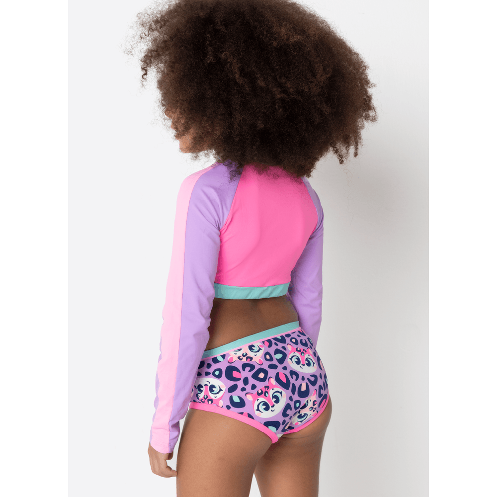 Conjunto Cropped e Calcinha Com Proteção Solar Menina Onça - 3