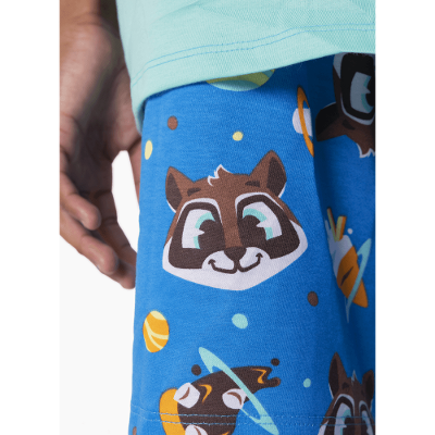 Pijama Manga Curta Algodão Menino Teen Guaxinim Chocolate
