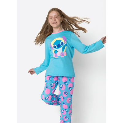 Pijama Manga Longa Menina Teen Stitch