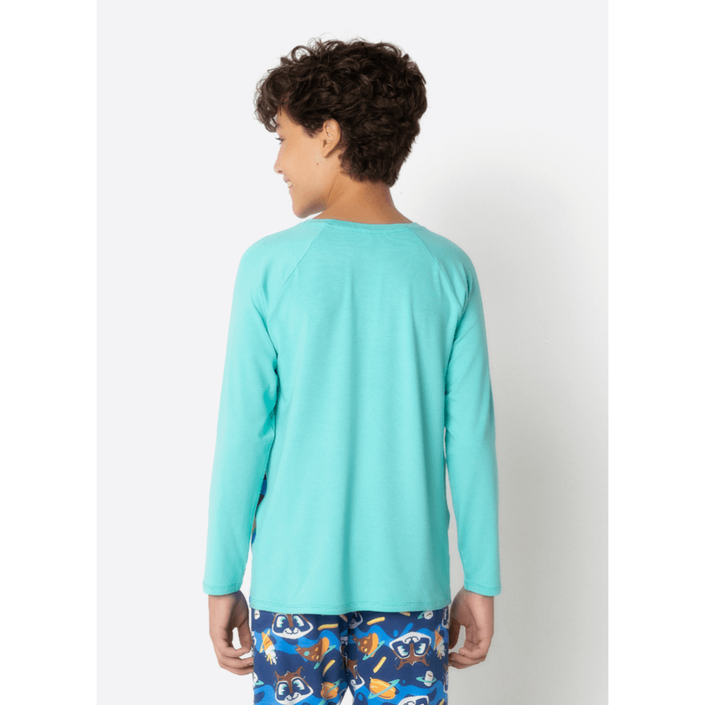Pijama Manga Longa Menino Teen Guaxinim Chocolate - 3