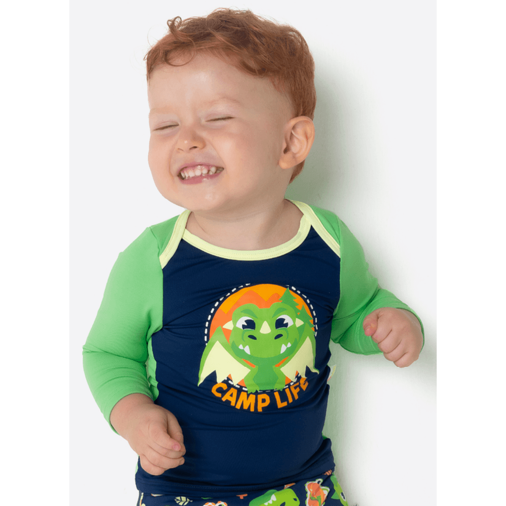 Camiseta Com Proteção Solar Bebê Menino Dragão Camping - 2