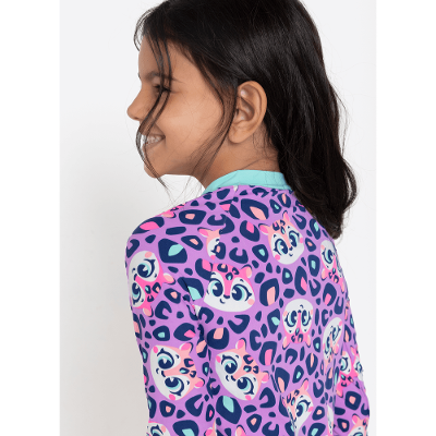 Camiseta Manga Longa com Proteção Solar Menina Onça Fantástica