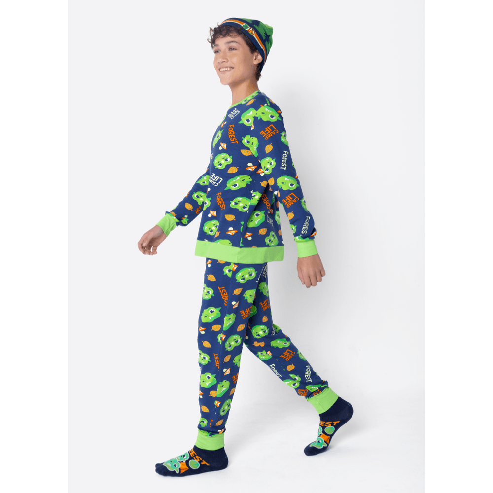 Pijama Manga Longa Ultra Visco Menino Teen Dragão Camping - 2