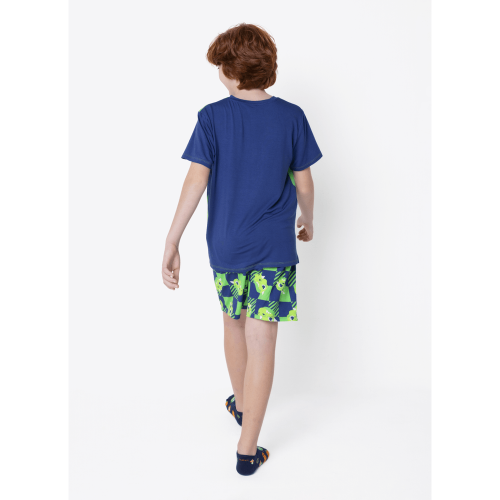 Pijama Manga Curta Viscolycra Menino Teen Dragão Camping - 2