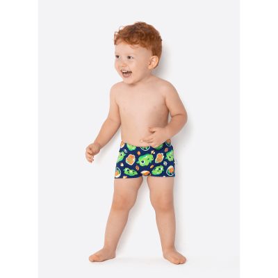 Sunga Boxer com Proteção Solar Bebê Menino Dragão Camping