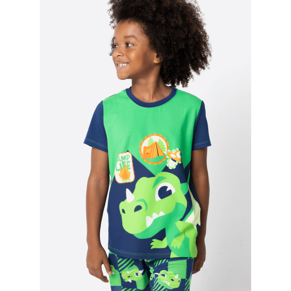 Pijama Manga Curta Viscolycra Menino Dragão Camping - 2