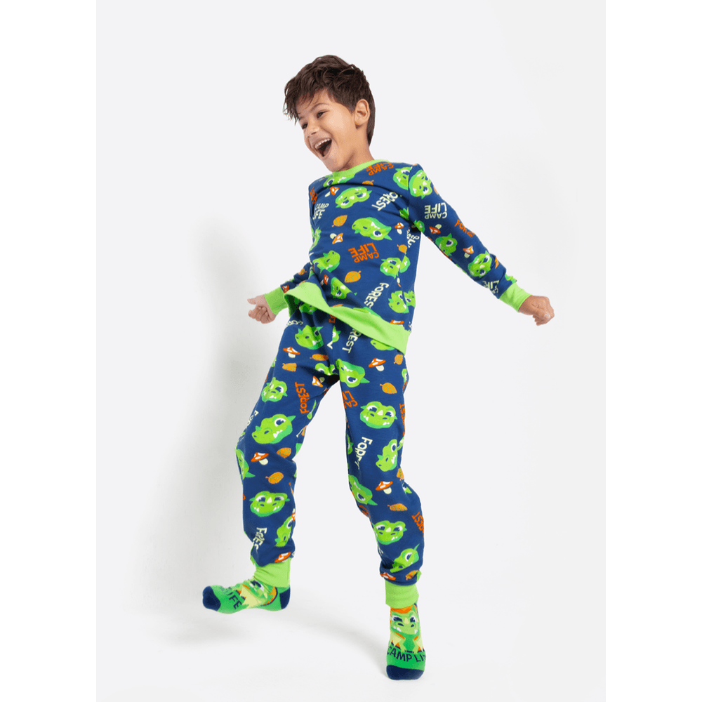 Pijama Manga Longa Ultra Visco Menino Dragão Camping - 1