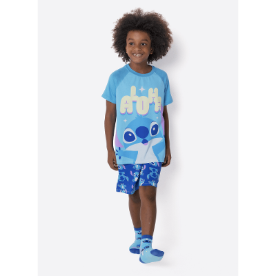 Pijama Manga Curta Menino Stitch