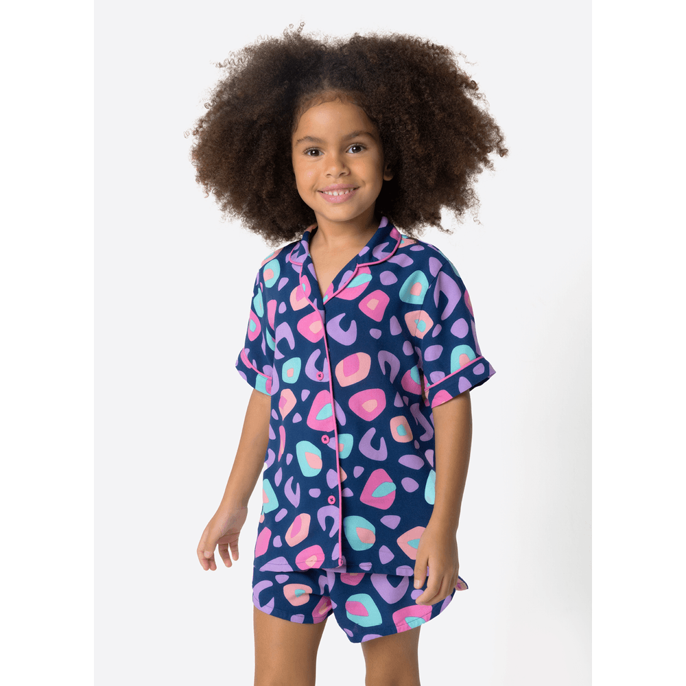 Pijama Manga Curta Viscose Menina Onça - 3