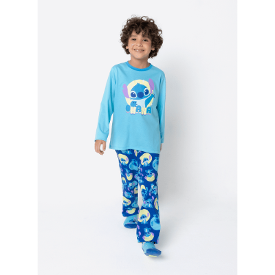 Pijama Manga Longa Algodão Menino Stitch