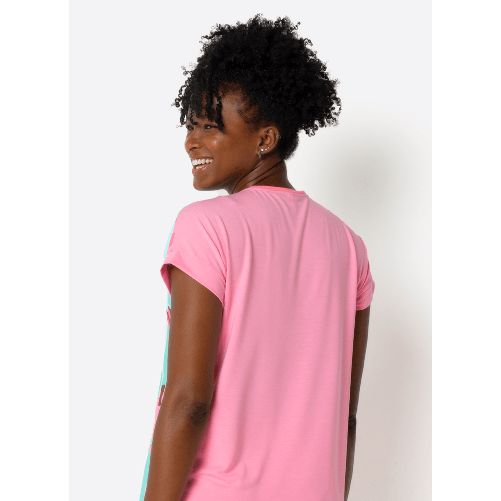 Pijama Manga Curta Viscolycra Feminino Vaca Chocolate - 3