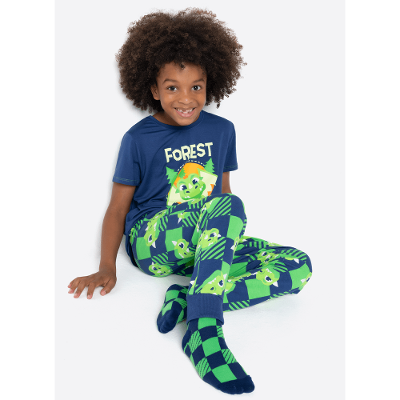 Pijama Manga Curta Menino Dragão Camping