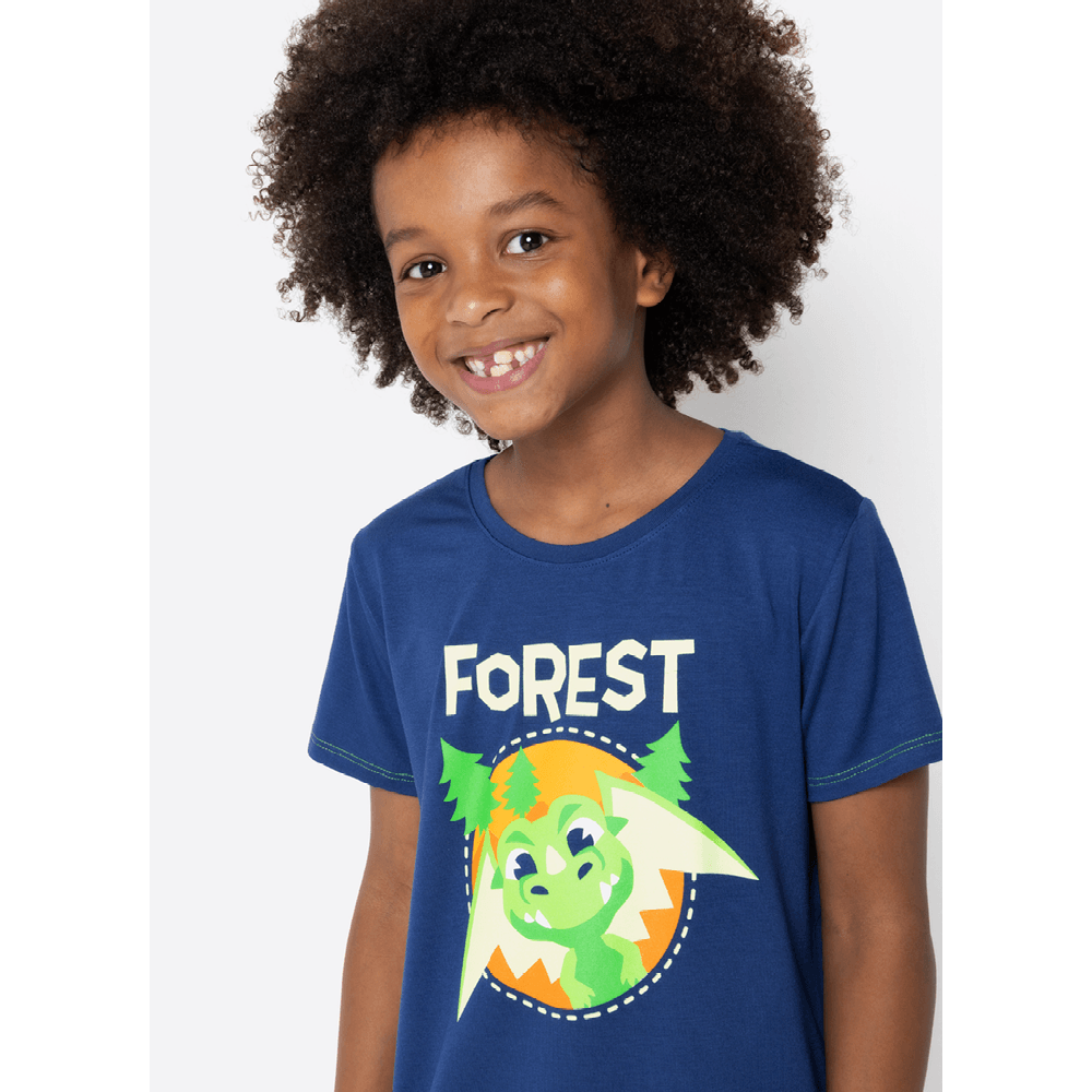 Pijama Manga Curta Menino Dragão Camping - 2