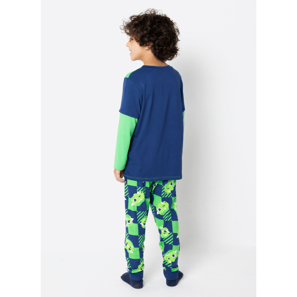 Pijama Manga Longa Viscolycra Menino Dragão Camping - 3