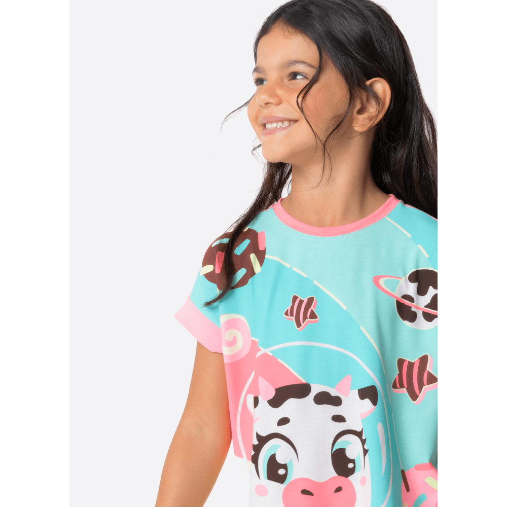 Pijama Manga Curta Viscolycra Menina Vaca Chocolate - 2