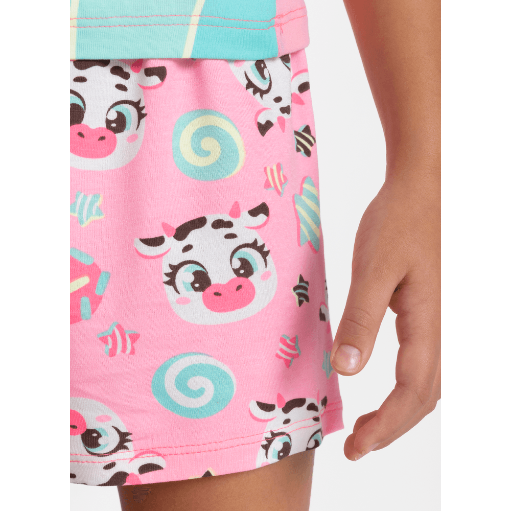 Pijama Manga Curta Viscolycra Menina Vaca Chocolate - 4