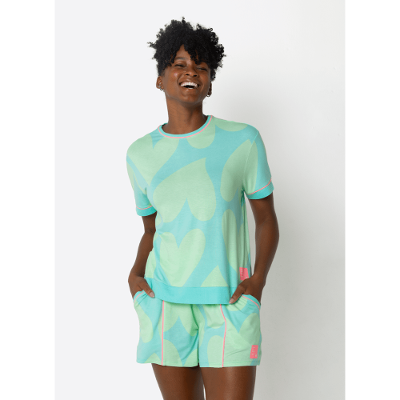 Pijama Manga Curta Viscolycra Feminino Coração