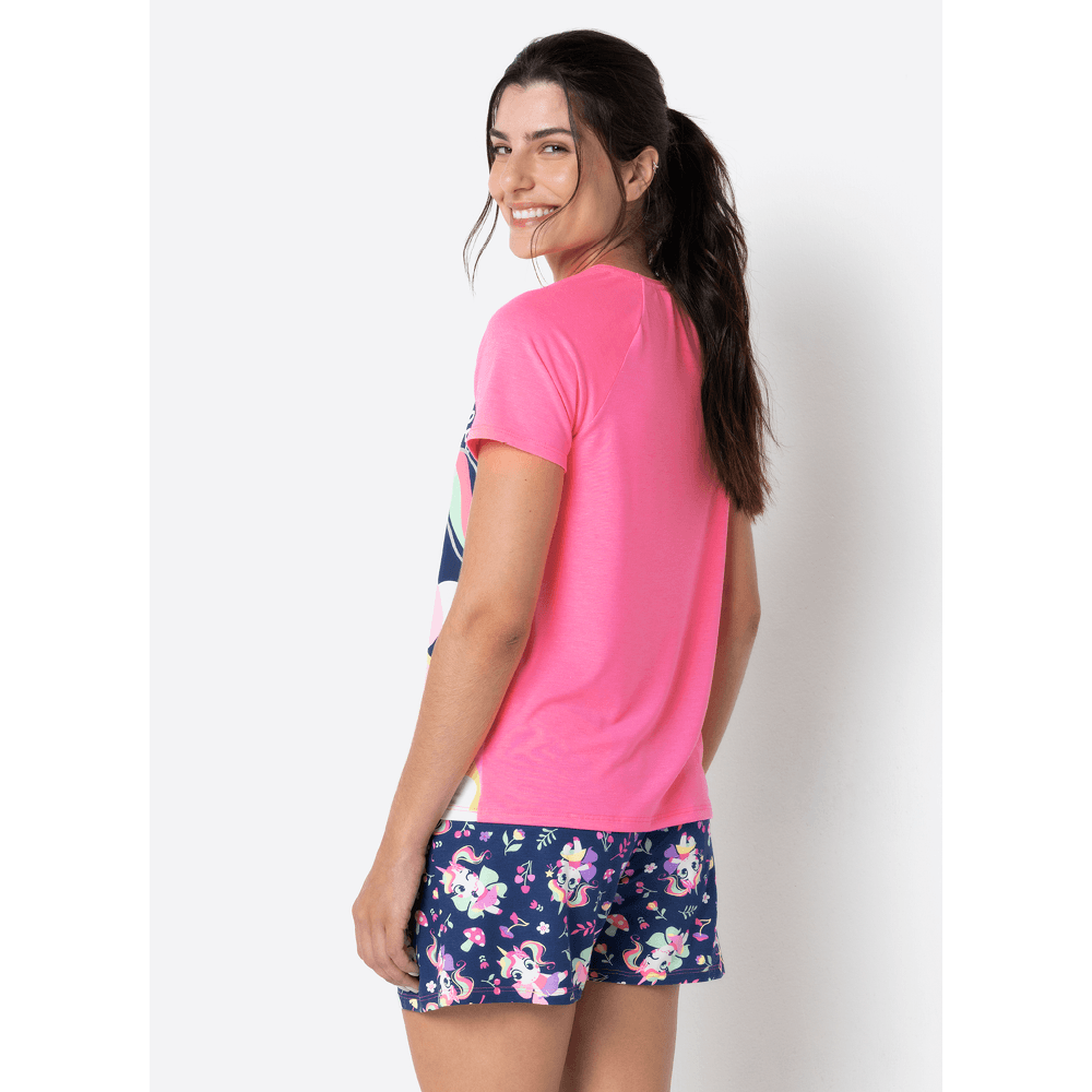 Pijama Manga Curta Feminino Estampado Unicórnio Encantado - 5