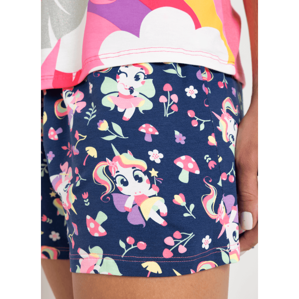 Pijama Manga Curta Feminino Estampado Unicórnio Encantado - 7