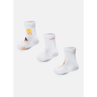 Kit com 3 Meias Soquete Bebê Menina Ursa - 3