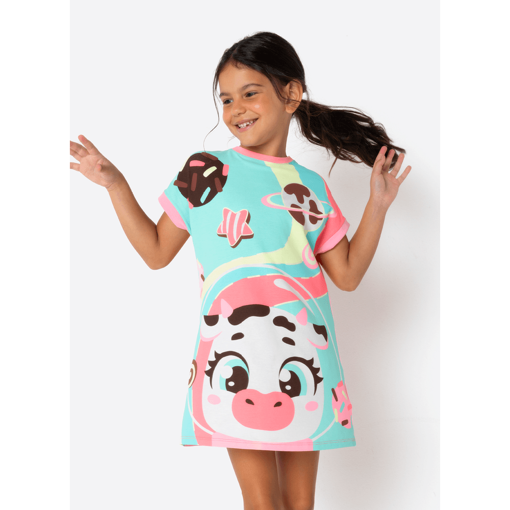 Camisola Manga Curta Viscolycra Menina Vaca Chocolate - 1